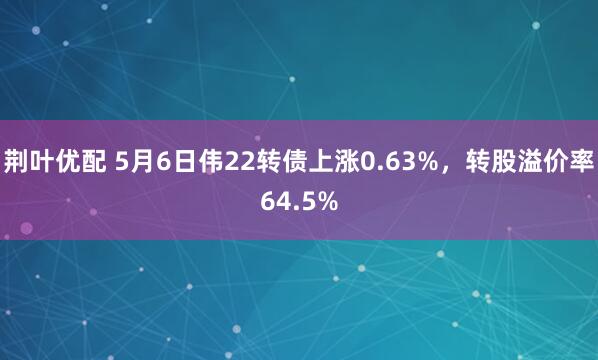 荆叶优配 5月6日伟22转债上涨0.63%，转股溢价率64.5%
